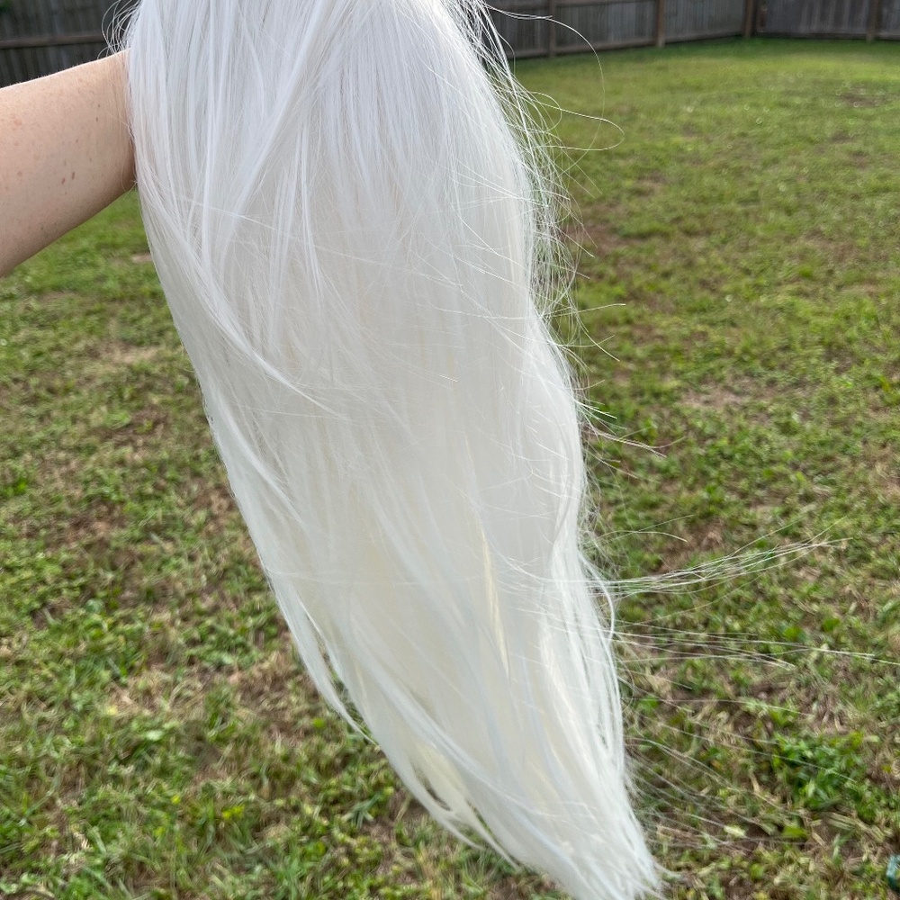 White Long Straight Wig – Adjustable Cap – Worn Once